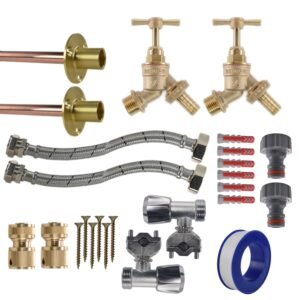 Brass Barbed Bib Tap FULL Connection Kit x2 Home & Garden Free Shipping