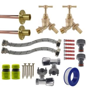Brass Barbed Bib Tap FULL Connection Kit x2 Home & Garden Free Shipping