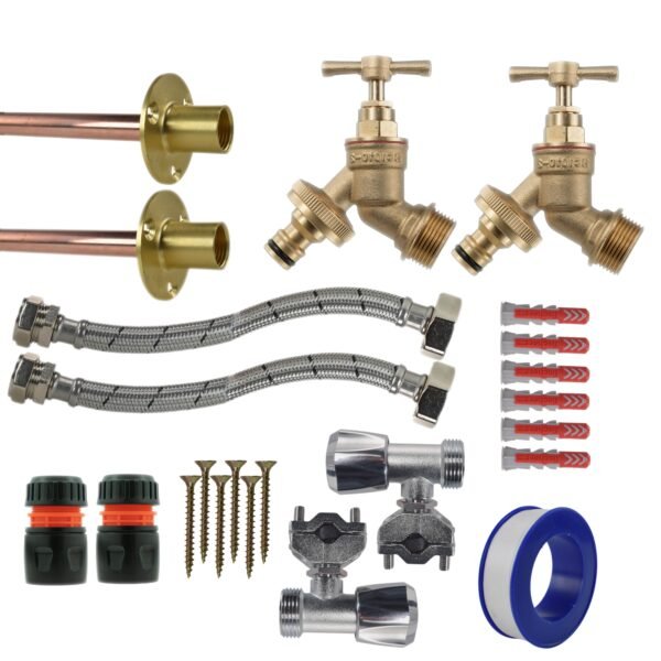 Brass Quick Connect Bib Tap FULL Connection Kit x2 Home & Garden Free Shipping 5