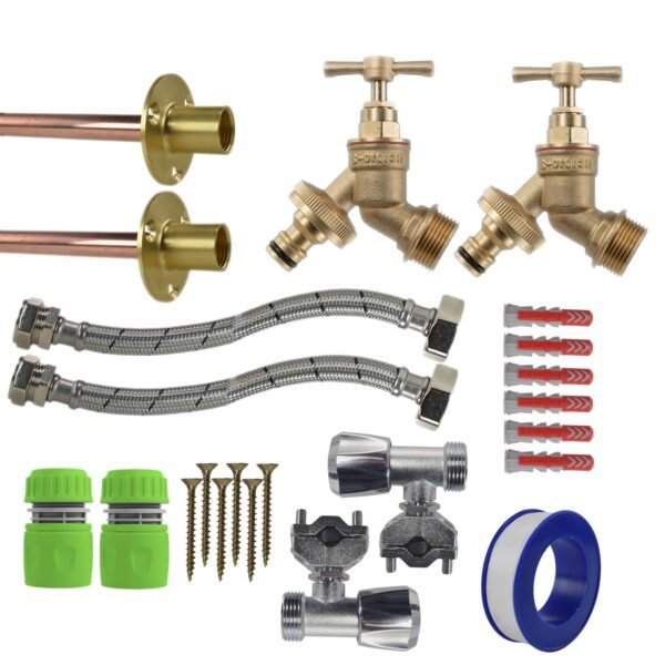 Brass Quick Connect Bib Tap FULL Connection Kit x2 Home & Garden Free Shipping 5