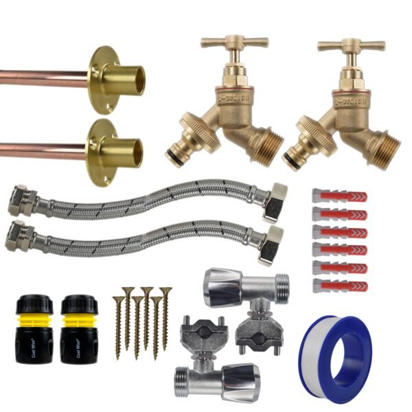 Brass Quick Connect Bib Tap FULL Connection Kit x2 Home & Garden Free Shipping 5