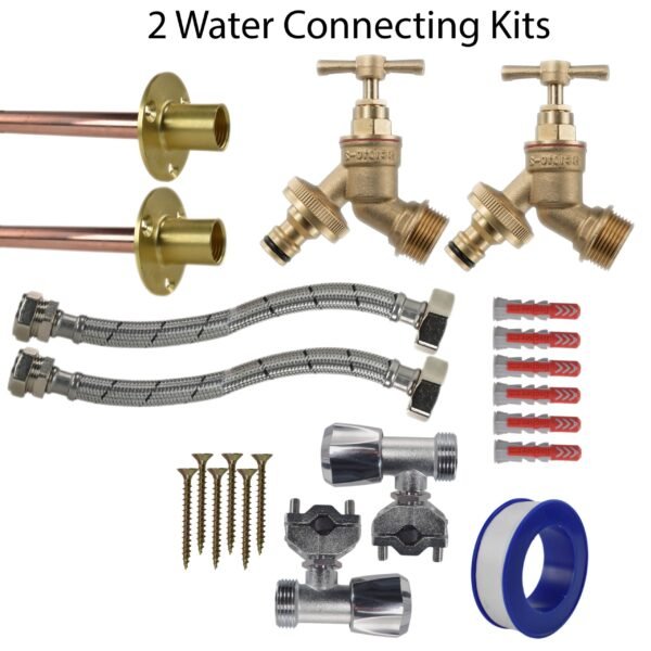 Brass quick connect bib tap full connection kit x2 with white hose connector – heavy duty outdoor garden tap uk garden hose connection set free shipping 2