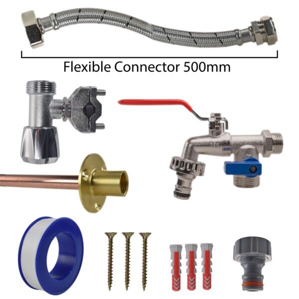Double Lever Tap FULL Connection Kit Garden Hose Fittings Free Shipping 7