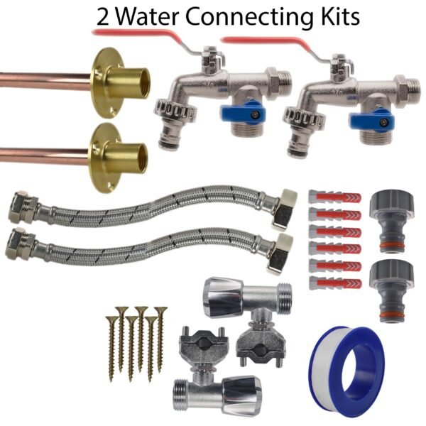 Double lever tap full connection kit x2 – home diy accessory uk wall tap connection kits free shipping 2