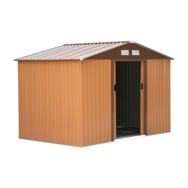 Metal Shed 9x6ft Khaki Garden Storage with Double Sliding Doors Garden Free Shipping 5