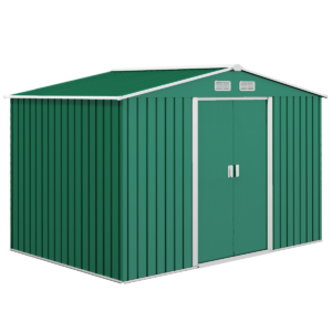 Metal Garden Shed 9×6 ft with Sliding Doors, Green Outdoor Use Garden Free Shipping