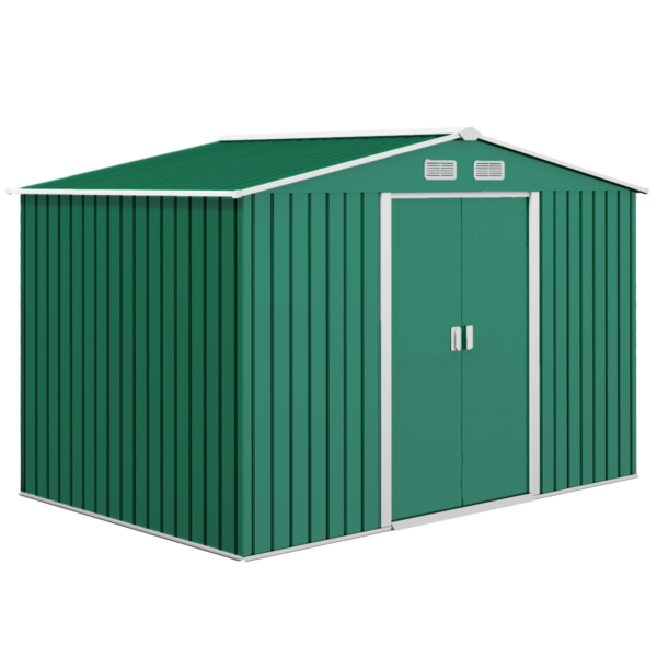 Metal Garden Shed 9×6 ft with Sliding Doors, Green Outdoor Use Garden Free Shipping 5