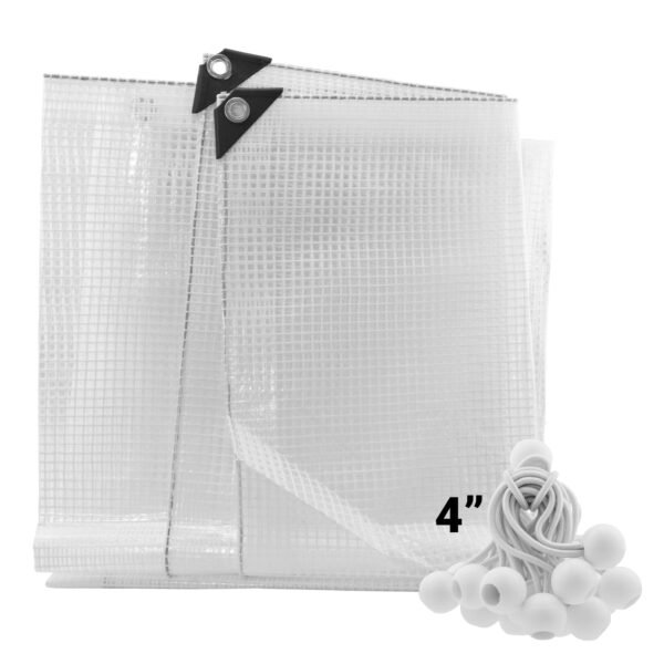 Clear M-Grade Tarpaulin with 20 x 4″ Bungee Balls (White) Home & Garden Free Shipping 5
