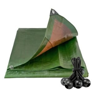 Green/Brown L-Grade Tarpaulin with 10 x 6" Bungee Balls