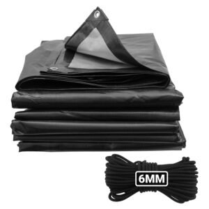 Black/Silver L-Grade Tarpaulin with 10 Metres of 6mm Bungee Home & Garden Free Shipping