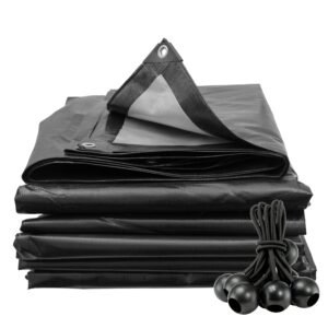 Black/Silver L-Grade Tarpaulin with Bungee Balls (Black)