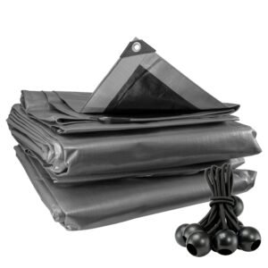 Silver XL-Grade Tarpaulin with Bungee Balls (Black) Home & Garden Free Shipping
