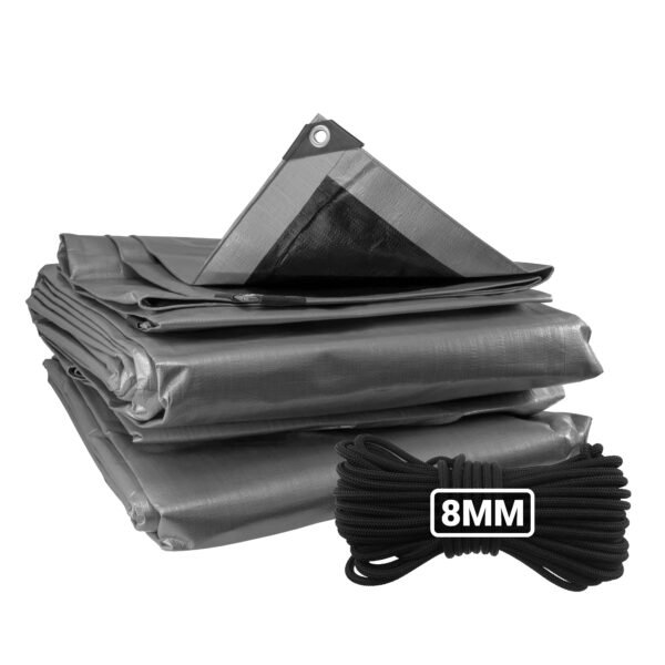 Silver XL-Grade Tarpaulin with 10 Metres of 8mm Bungee Rope Home & Garden Free Shipping 5