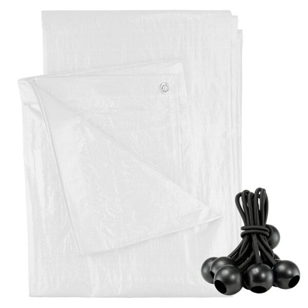 White M-Grade Tarpaulin with 10 x Bungee Balls (Black) Home & Garden Free Shipping 5