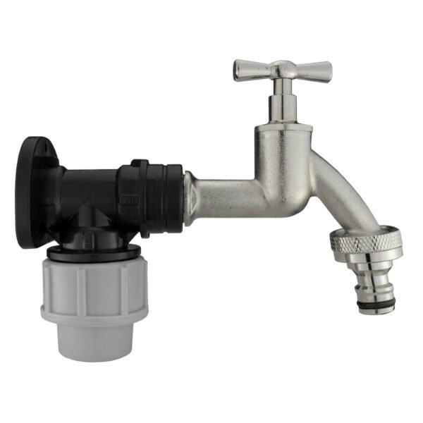 Wall Flange Kit 20mm MDPE + Bib Nickle Tap & Snap On Home & Garden Free Shipping 5