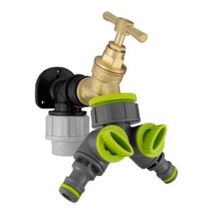 Wall Flange Kit 20mm MDPE – Brass Tap & Two Way Splitter Home & Garden Free Shipping