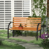 Garden Bench Outdoor 122x60x80 cm Steel/Wood Patio Seating