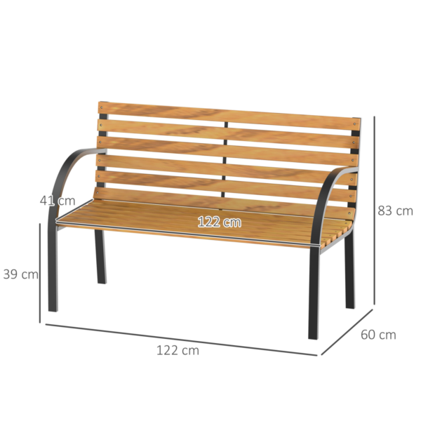 Garden Bench Outdoor 122x60x80 cm Steel/Wood Patio Seating
