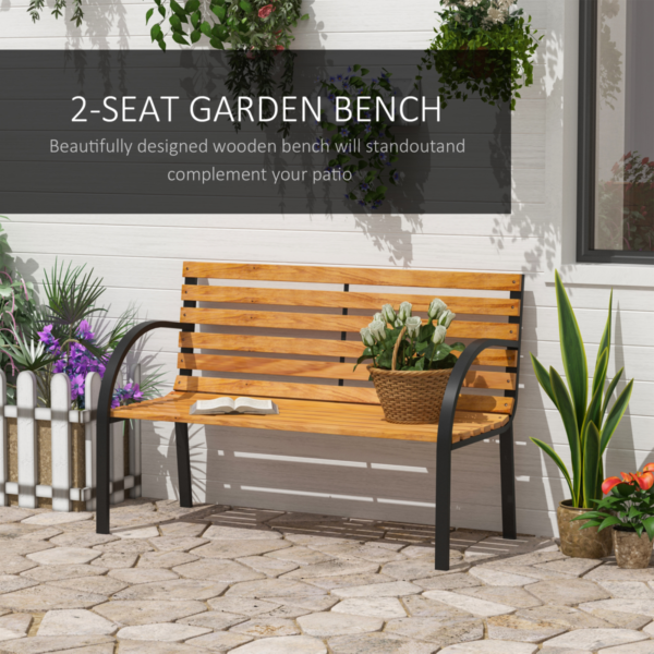 Garden Bench Outdoor 122x60x80 cm Steel/Wood Patio Seating