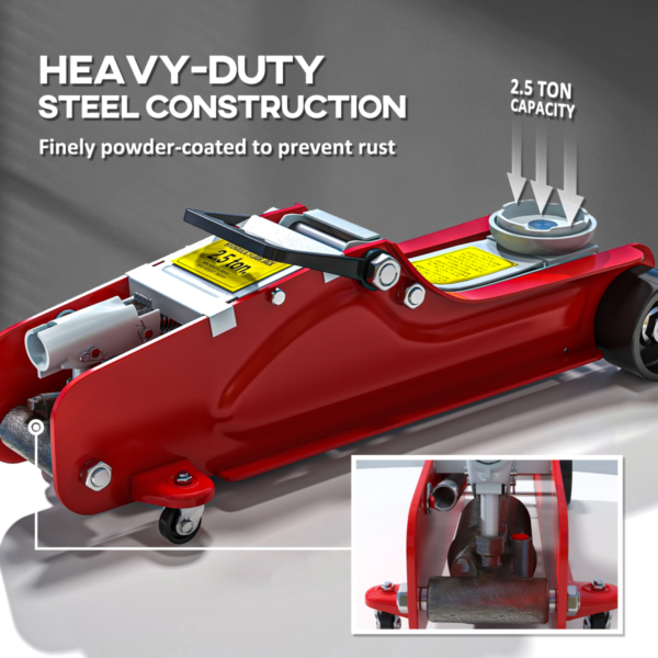 Hydraulic Low-Profile Car Jack with 8–38cm Range, Red 2.5T