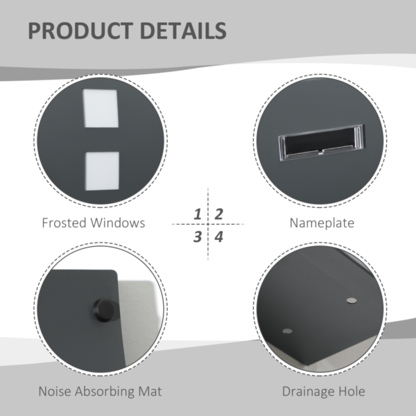Weatherproof Letter Box Wall-Mounted with Lock & Viewing Windows