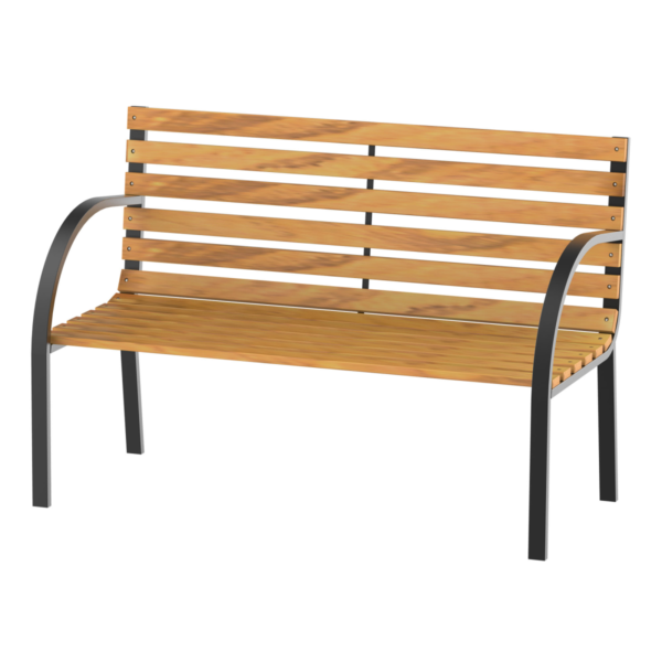 Garden Bench Outdoor 122x60x80 cm Steel/Wood Patio Seating