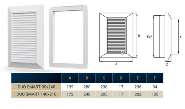 Louvre vent duo smart 140/210 140mm x 210mm with fly mesh – louvre air vent cover uk louvre vents free shipping 27