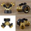 Double tap connector with valves & threaded outlets brass – outdoor tap connector uk garden hose fitting garden hose connection set free shipping 11