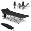 Outsunny portable camping cot – black steel frame bed lifestyle & decor free shipping 21