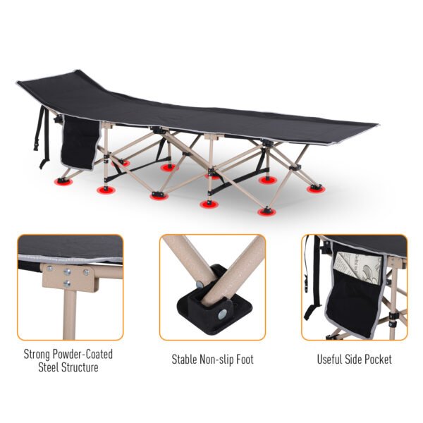 Outsunny portable camping cot – black steel frame bed lifestyle & decor free shipping 17