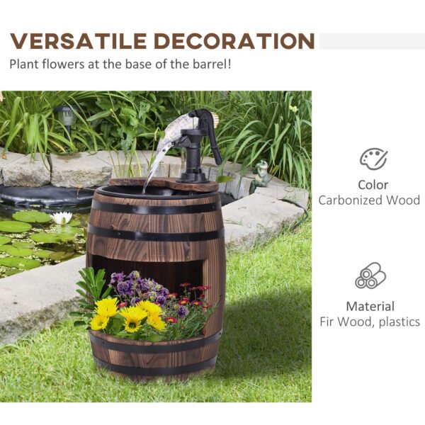 Wooden Barrel Pump Garden Fountain Water Feature Planter Garden Free Shipping 17