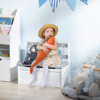 Wooden Toy Box & Storage Bench with Safety Rod – Grey for Kids Baby Free Shipping 23