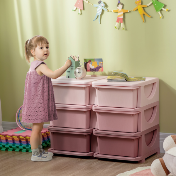 Kids Toy Storage Unit with Six Drawers – Pink HOMCOM Baby Free Shipping 7