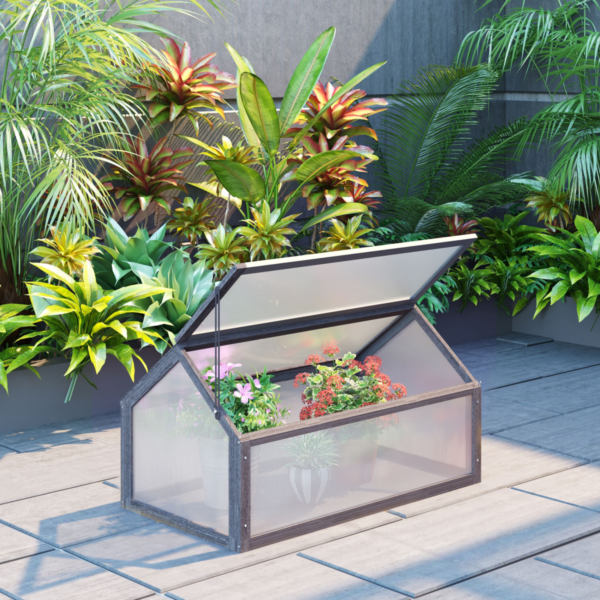 Cold Frame Greenhouse Wooden 90x52x50cm Grey Indoor Outdoor Greenhouses & Cold Frames Free Shipping 7