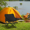 Outsunny Folding Camping Chair with Carry Bag and Side Mesh Pocket, Black Car & Caravan Free Shipping 23
