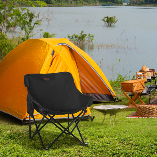 Outsunny Folding Camping Chair with Carry Bag and Side Mesh Pocket, Black Car & Caravan Free Shipping 7