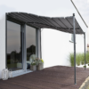 Awning Freestanding 3x3m Metal Wall Canopy Grey Outdoor Shade Garden Free Shipping 23
