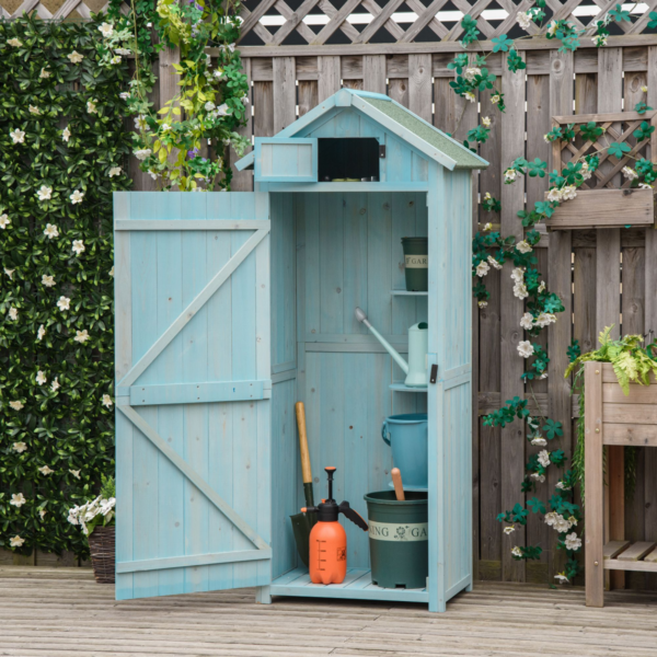 Wood Tool Storage Cabinet – 3-Shelf Garden Shed Organizer Garden Free Shipping 7