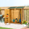 Garden Wood Storage Shed with Asphalt Roof and Tool Table