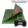 Green/brown heavy duty tarpaulin 1m x 1m with 10m of 6mm bungee rope & 10 tarp clips (slide type) kit tarp sets free shipping