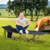 Outsunny portable camping cot – black steel frame bed lifestyle & decor free shipping 27