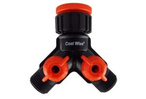 Double Tap Connector with Valves & Threaded Outlets Garden Hose Connection Set Free Shipping