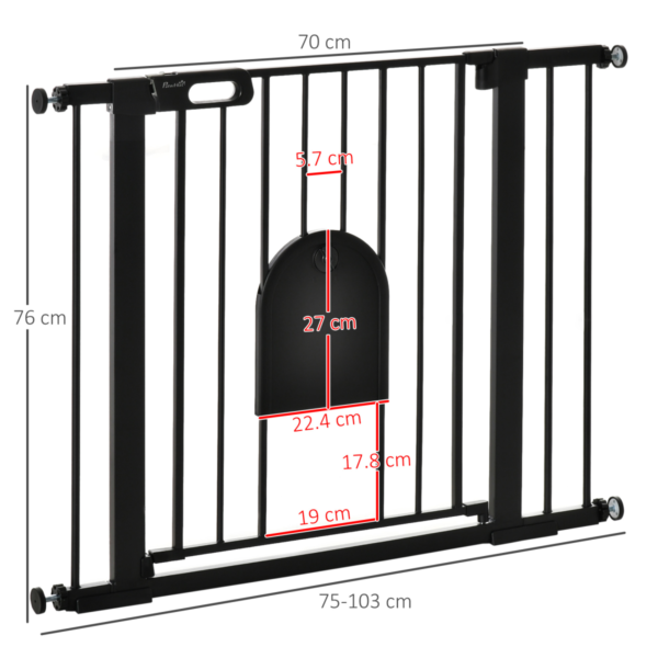 Pet Safety Gate Extra Wide 75-103 cm, Locking, Black for Stairs Horse & Petcare Free Shipping 9