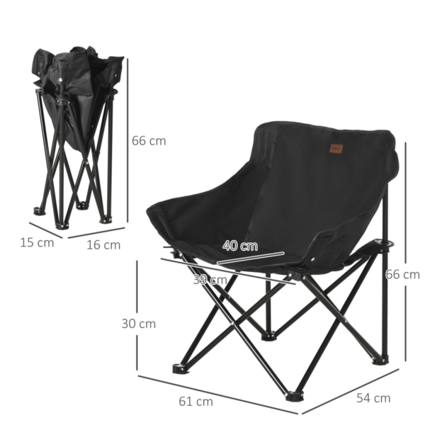 Outsunny Folding Camping Chair with Carry Bag and Side Mesh Pocket, Black Car & Caravan Free Shipping 9