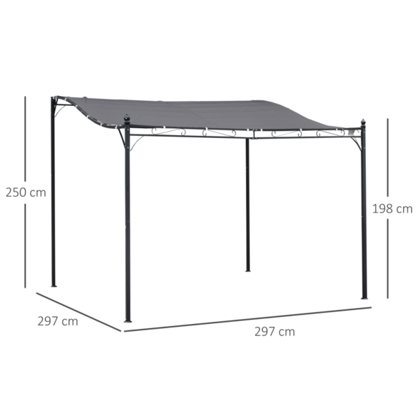 Awning Freestanding 3x3m Metal Wall Canopy Grey Outdoor Shade Garden Free Shipping 9