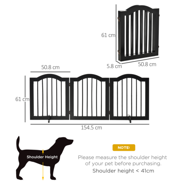 Dog Gate 3-Panel Freestanding Wood Barrier with Support Feet Dogs Free Shipping 9