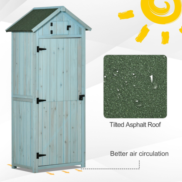 Wood Tool Storage Cabinet – 3-Shelf Garden Shed Organizer Garden Free Shipping 9