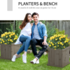 Planter and Bench Combo – Raised Bed, Patio Grey Finish, Outdoor Flower Pots & Planters Free Shipping 25