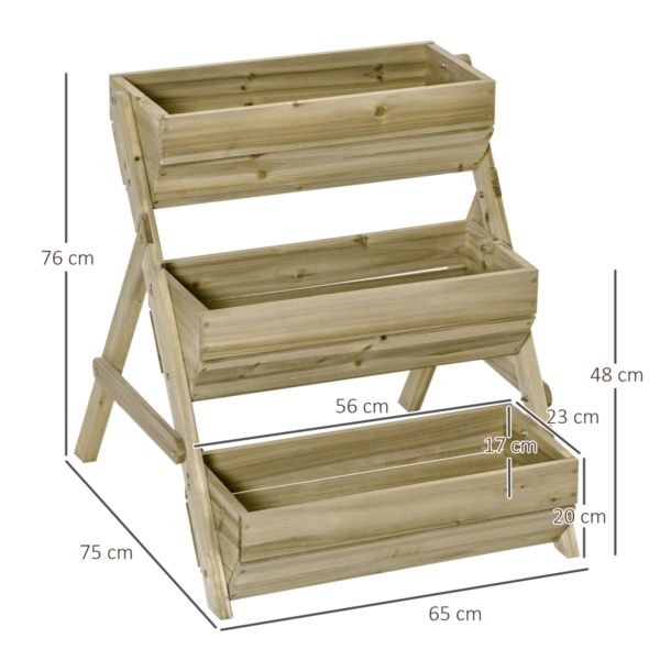Raised Garden Bed Kit – 3-Tier, 120x68x80 cm, Green Outdoor Description Upgrade your outdoor space with a three-tier raised garden bed kit. The elevated design maximizes growing area while keeping plants accessible for easy maintenance. Ideal for flowers, vegetables, and herbs in small gardens, patios, or balconies. – Multi-level design to maximize space and simplify tending. – Dimensions: 120 x 68 x 80 cm footprint for versatile placement. – Durable, outdoor-ready construction built for reliable outdoor use. – Easy assembly with included panels and hardware for quick setup. – Suitable for flowers, vegetables, herbs, and mixed plant displays. – Designed for adults, families, and DIY enthusiasts seeking practical gardening solutions. Flower Pots & Planters Free Shipping 9