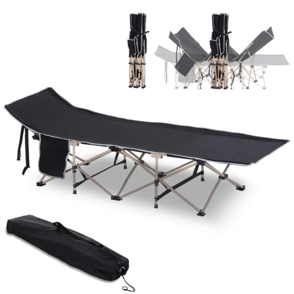 Outsunny portable camping cot – black steel frame bed lifestyle & decor free shipping 7